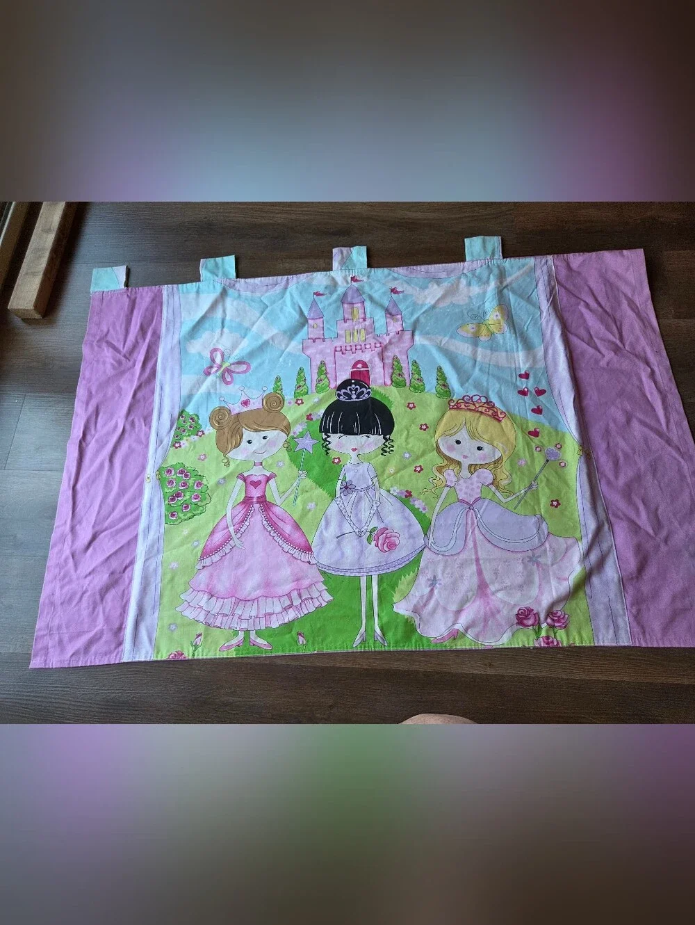 Set of 2 Hand Made Princess Castle Unicorn Pink & Purple Girls Bedroom Curtains